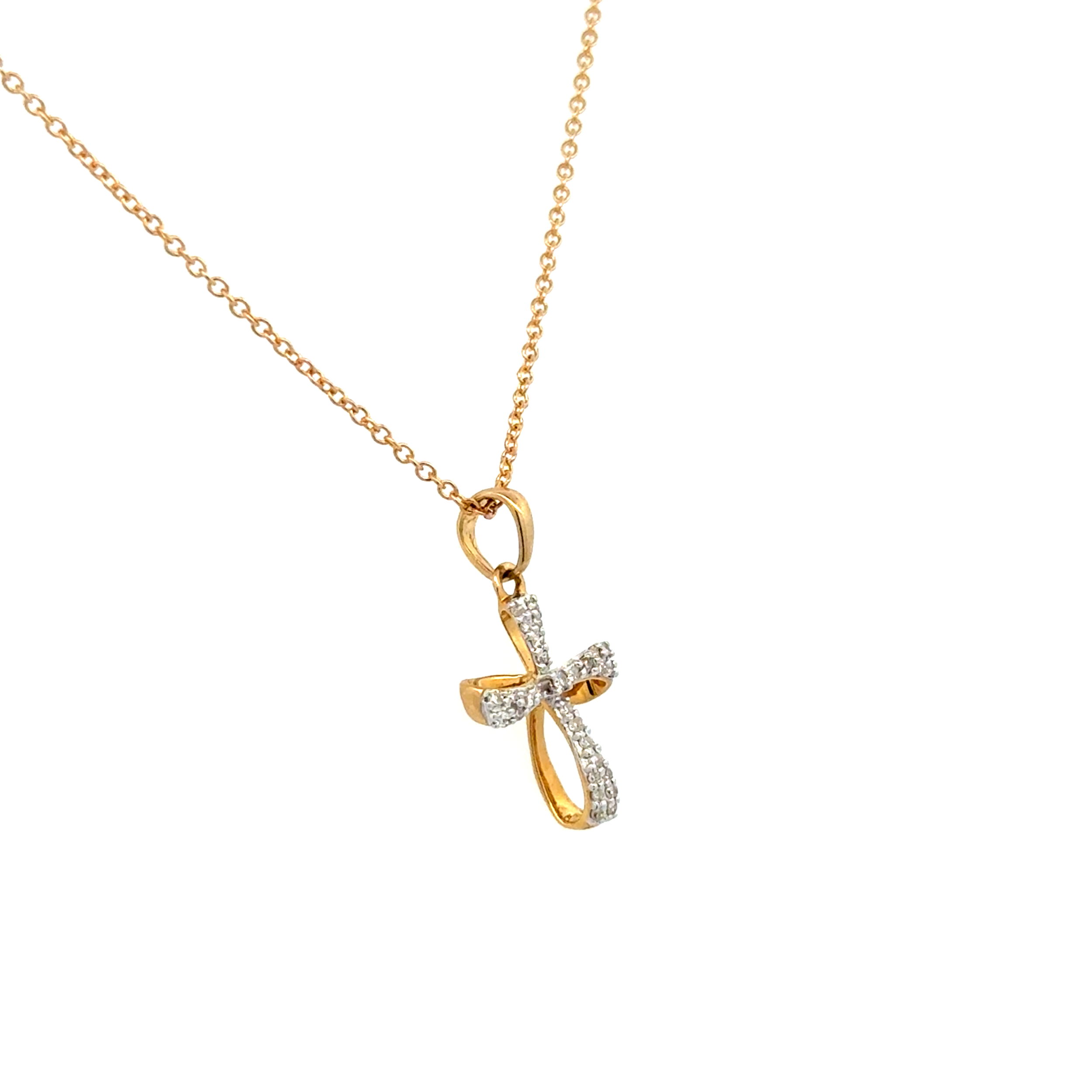 10K YG .10tcw RBC Diamond Twisted Cross Pendant Necklace 1.9g, 18" 10K YG .10tcw RBC Diamond Twisted Cross Pendant Necklace 1.9g, 18"