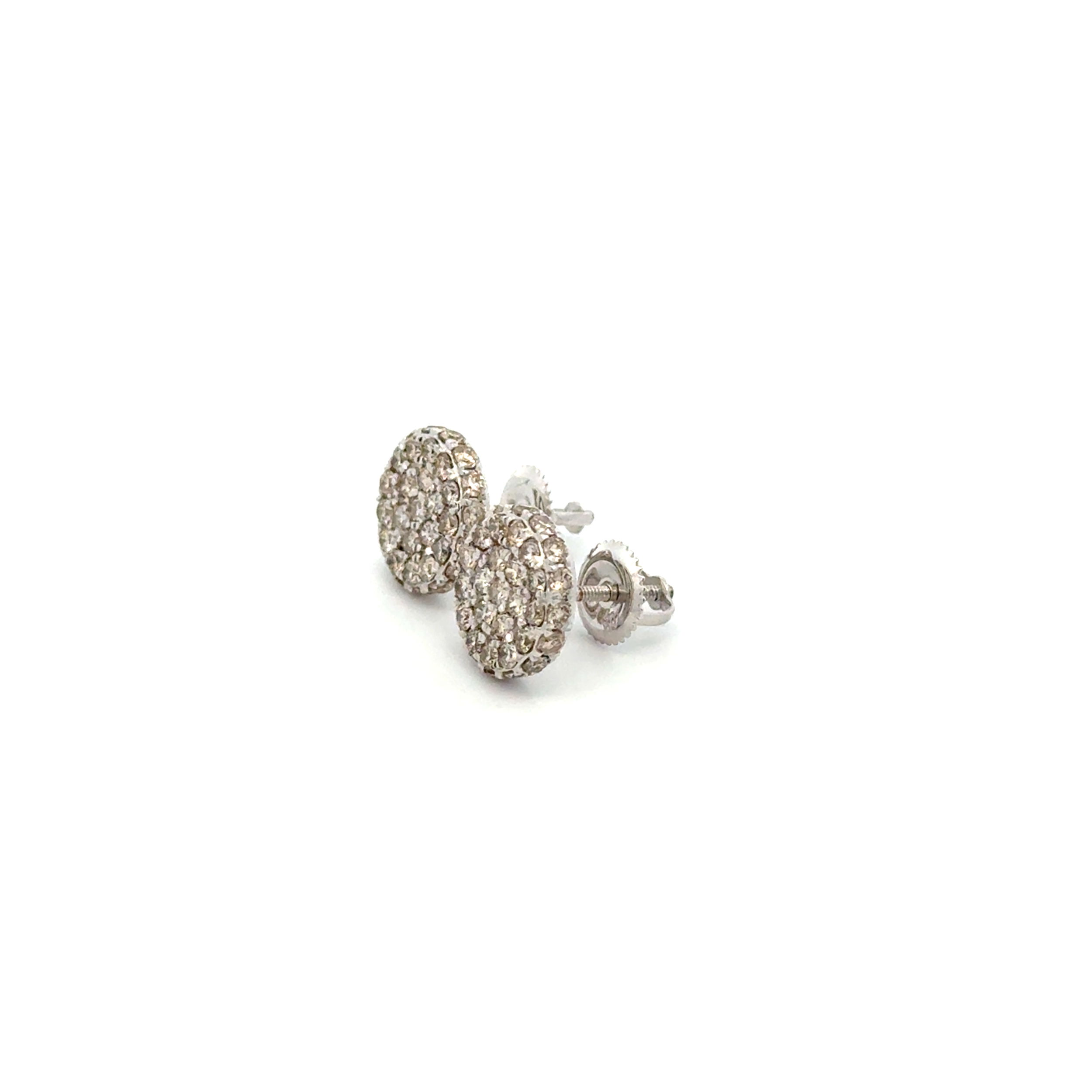 10K WG Pave 1.50tcw Diamond Cluster Round Stud Screwback Earrings 2.6g, 10.25mm 10K WG Pave 1.50tcw Diamond Cluster Round Stud Screwback Earrings 2.6g, 10.25mm
