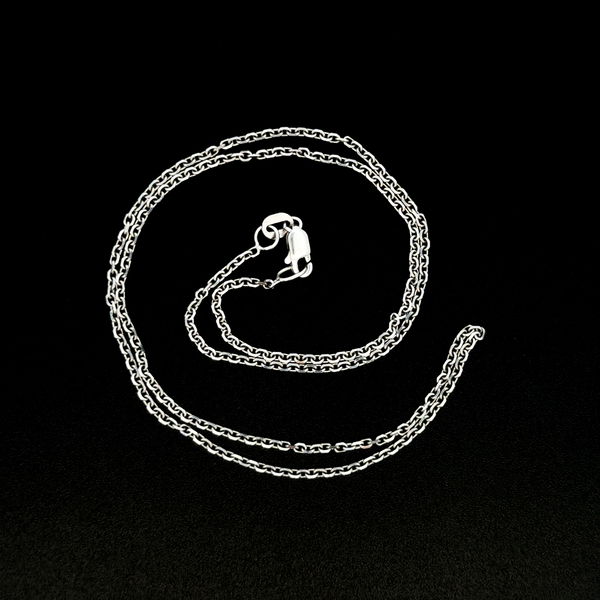 Closeup photo of 14K WG Rolo Link Chain Necklace 2.4g, 16"