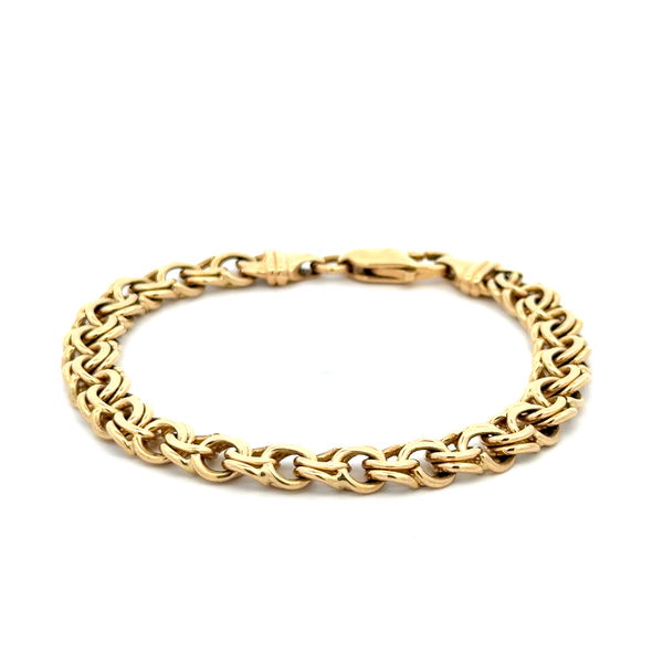 Closeup photo of 14K YG Double Circle 7.5mm Link Bracelet 20.6g, 7.25"