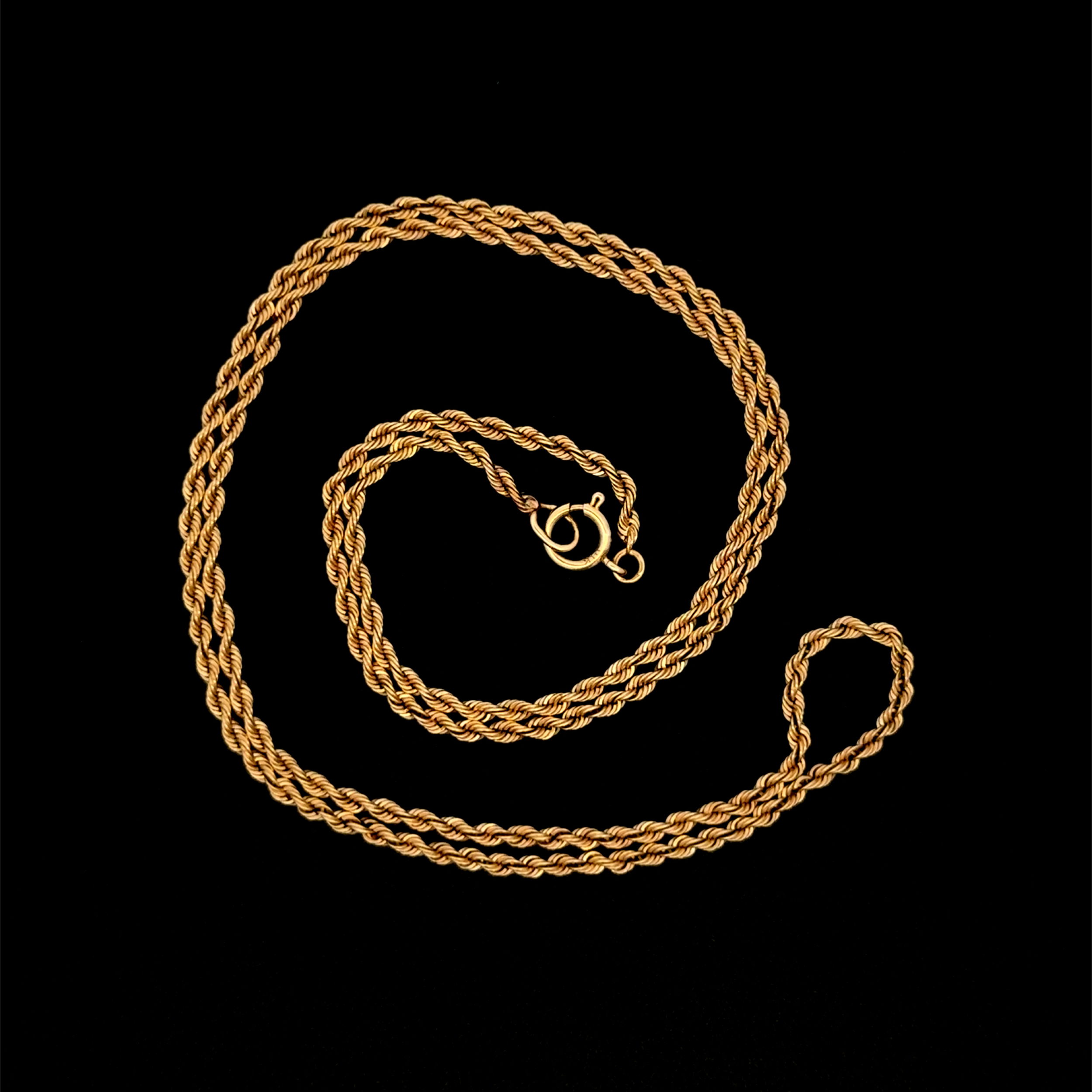 14K YG Rope Chain Necklace 4.7g, 18"