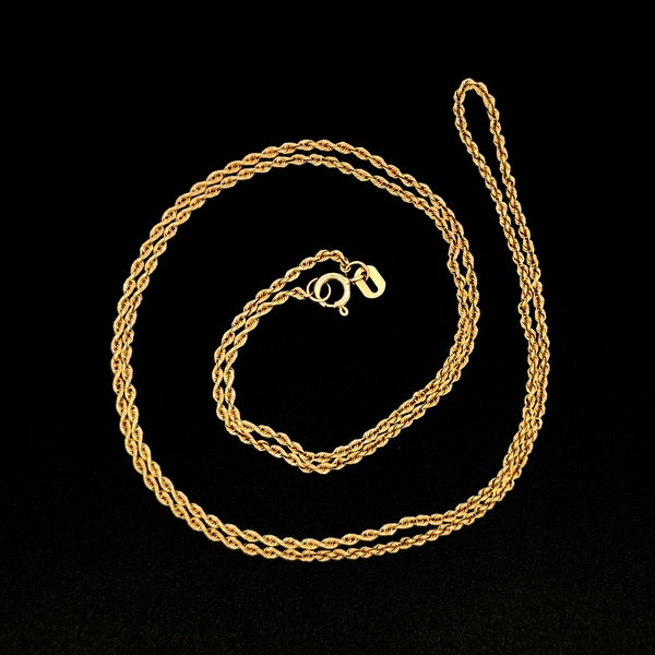Closeup photo of 14K YG Rope Chain Necklace 2.9g, 20"