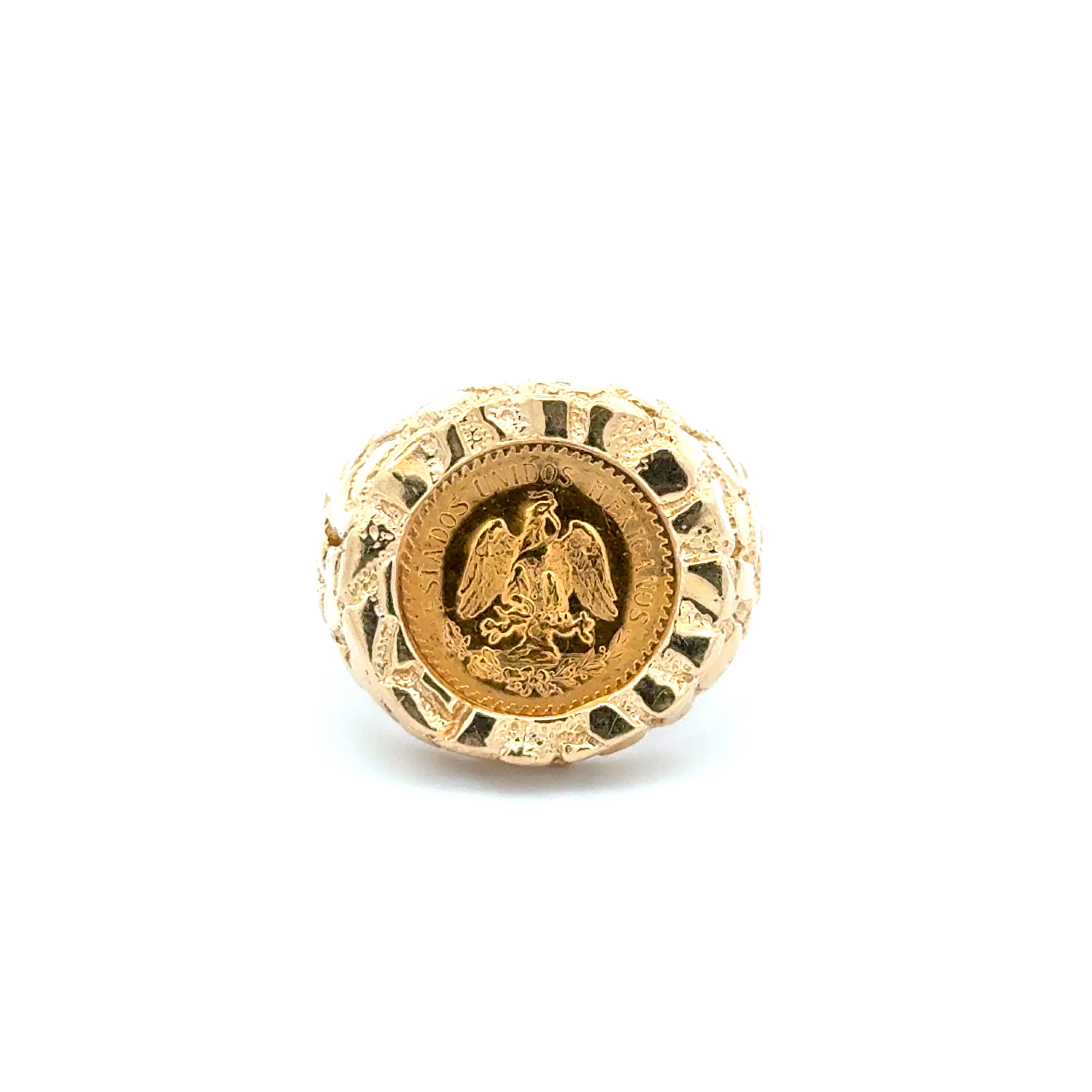 21K & 14K 2.5 Pesos Mexicanos Coin & Nugget Ring 14.5g, s8.75 21K & 14K 2.5 Pesos Mexicanos Coin & Nugget Ring 14.5g, s8.75