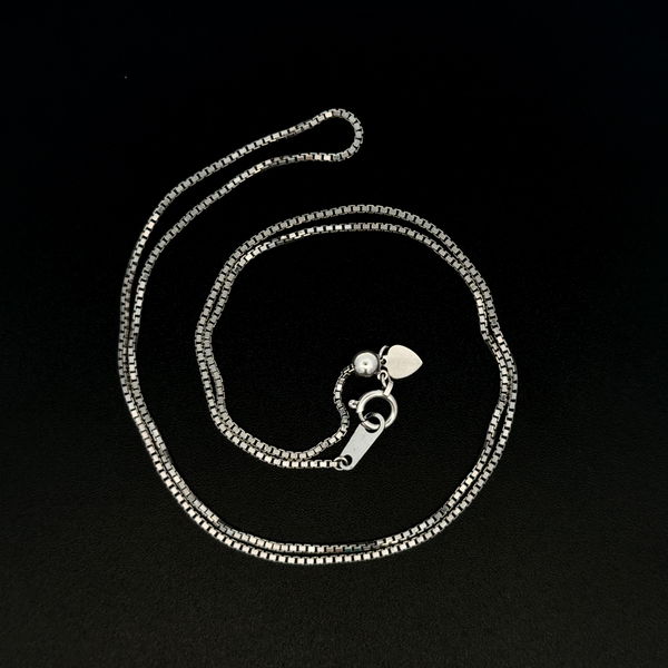 Closeup photo of Platinum 850 Box Chain Necklace 6.7g, 20" Adjustable