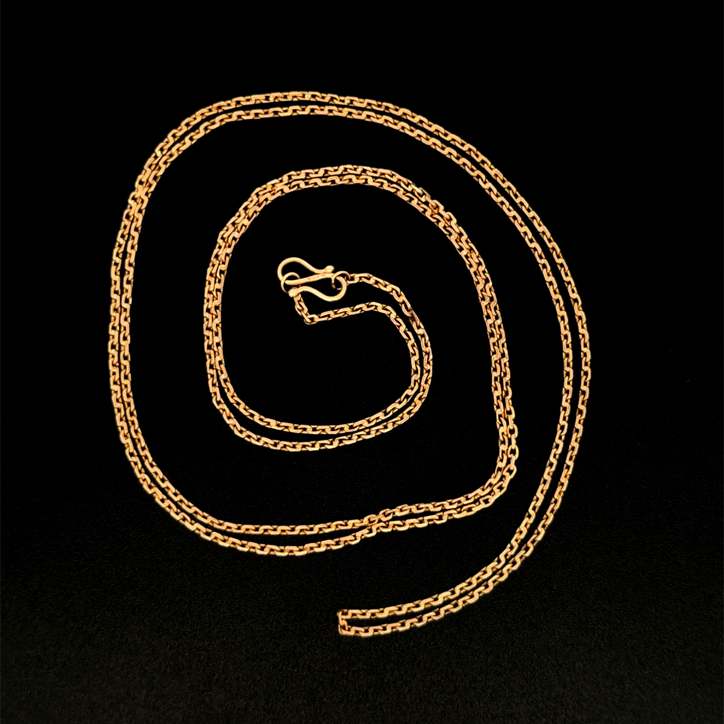 17K YG Rolo Chain Necklace S Link Clasp 5.6g, 28"