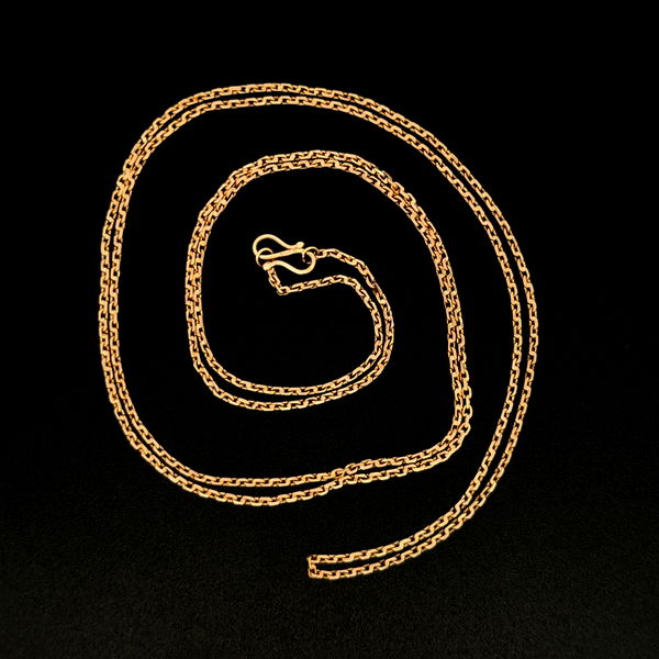 Closeup photo of 17K YG Rolo Chain Necklace S Link Clasp 5.6g, 28"