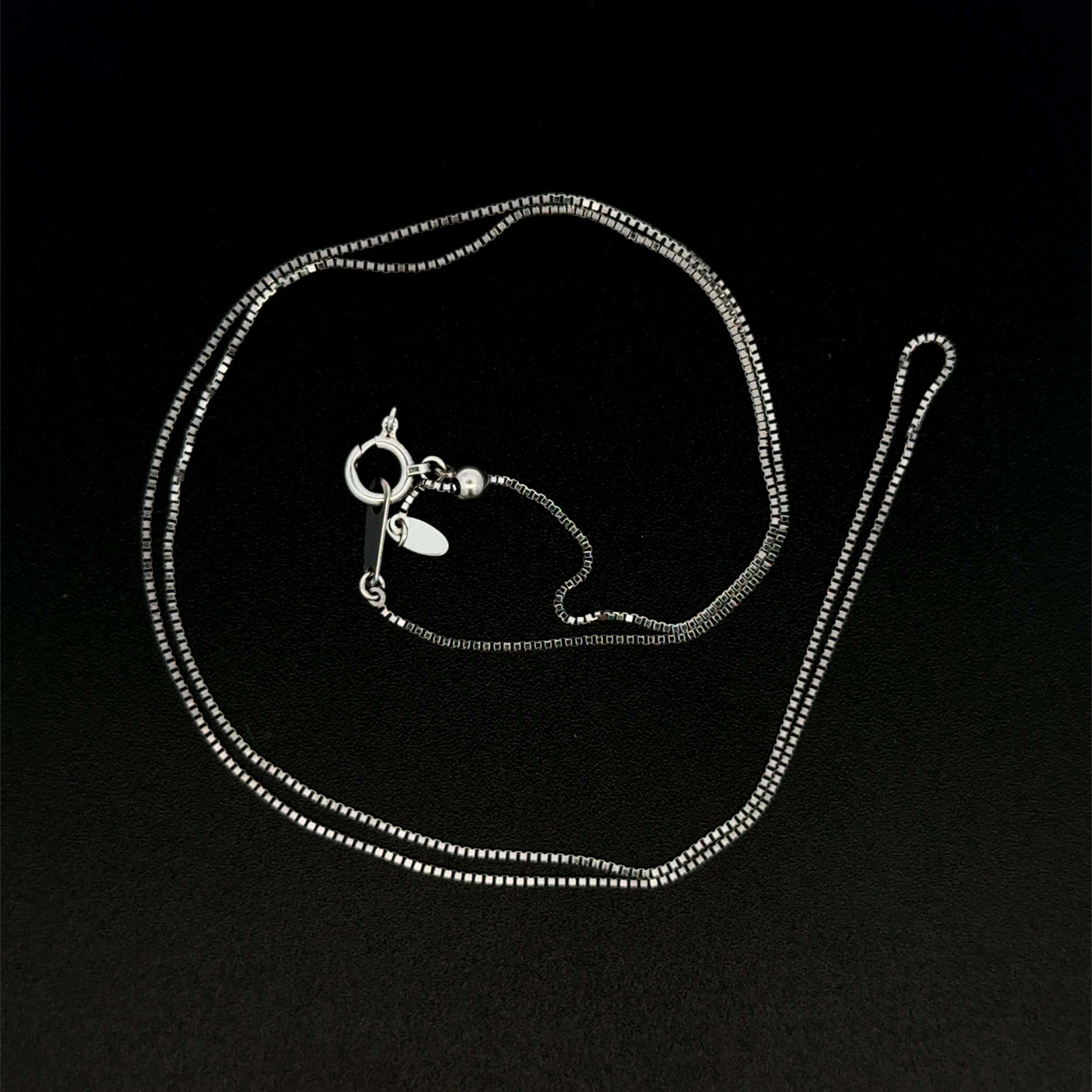 Platinum 850 Box Chain Necklace 1.9g, 18" Adjustable