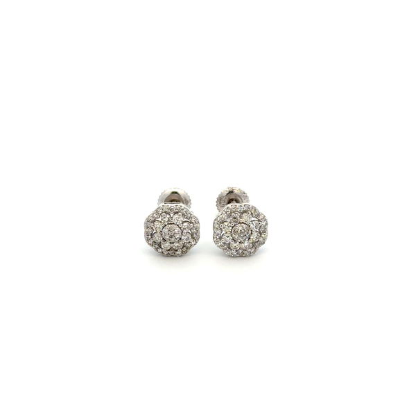 Closeup photo of 10K WG .33tcw Round Diamond Round Stud Earrings 1.2g, 7.5mm
