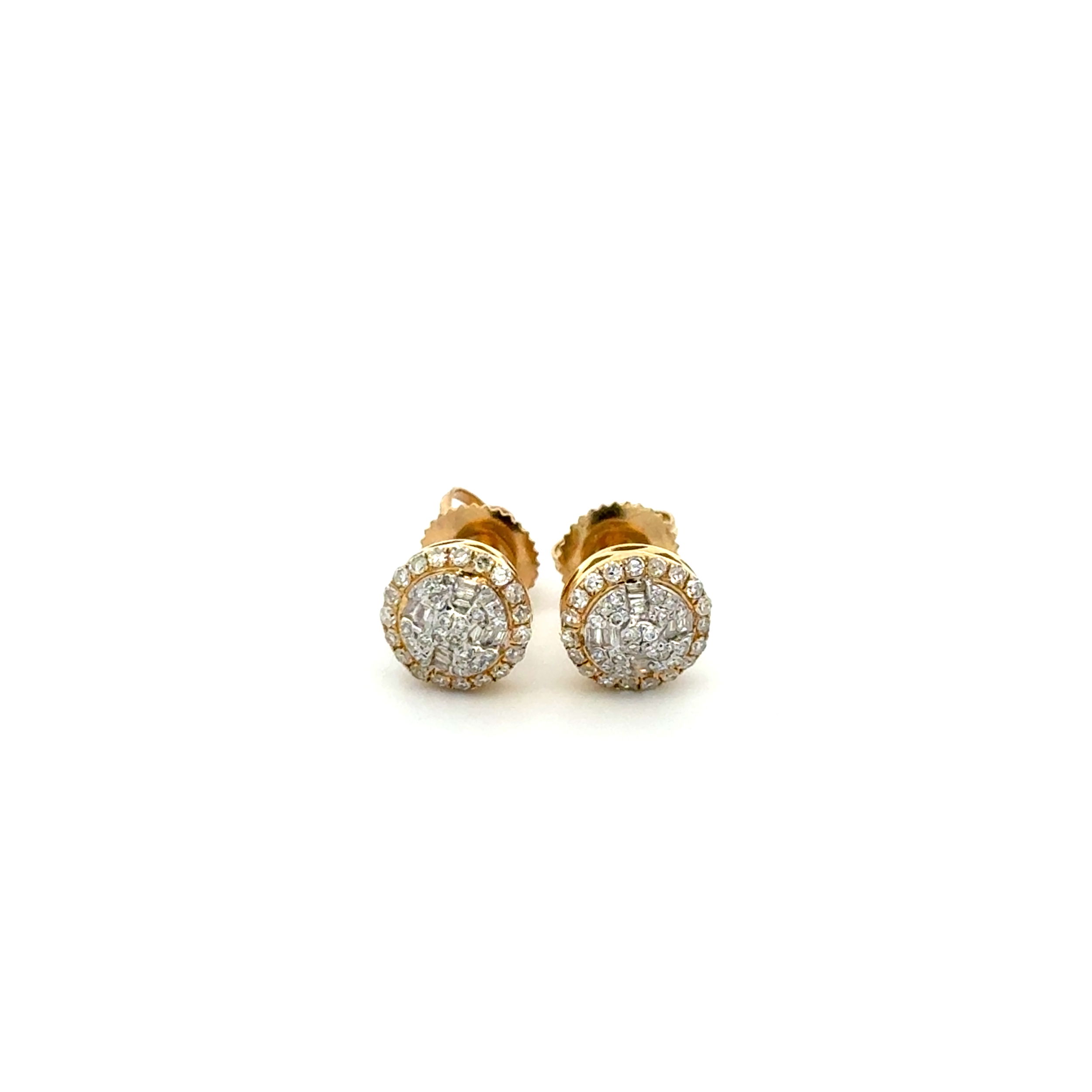 10K YG .33tcw Round Diamond Round Stud Earrings 1.3g, 7.5mm