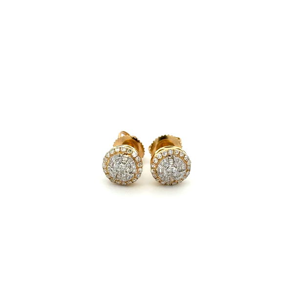 Closeup photo of 10K YG .33tcw Round Diamond Round Stud Earrings 1.3g, 7.5mm