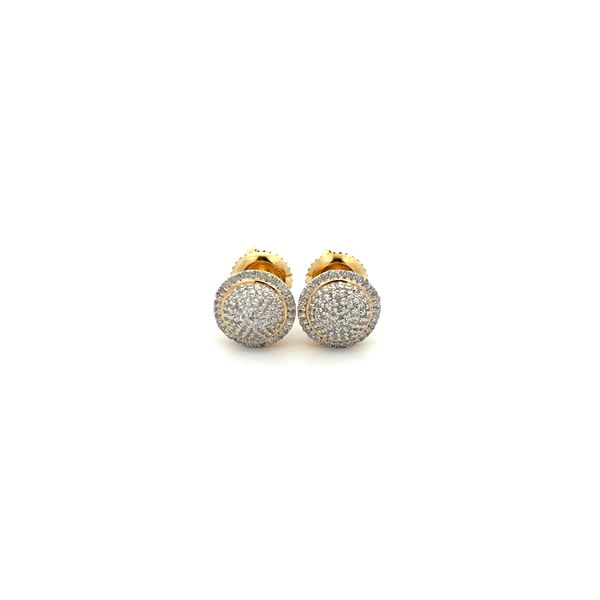Closeup photo of 10K YG .25tcw Round Diamond Round Stud Earrings 1.4g, 8mm