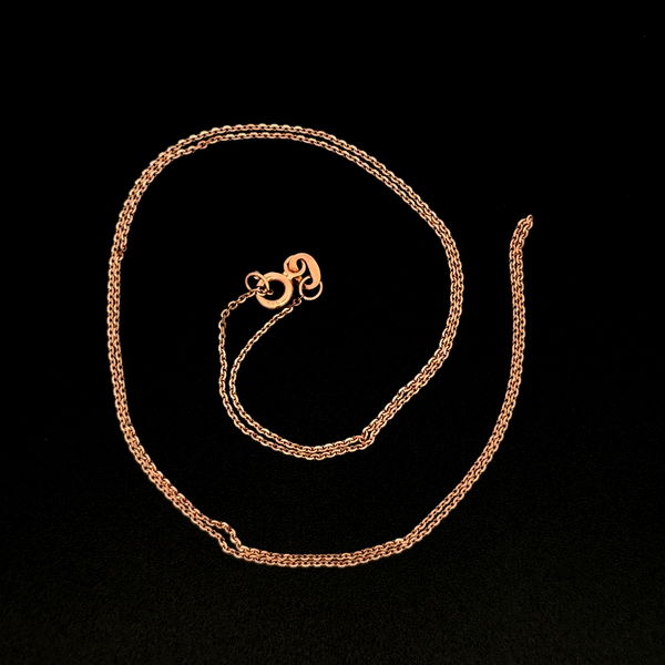 Closeup photo of 14K RG Rolo Chain Necklace 1.6g, 20"