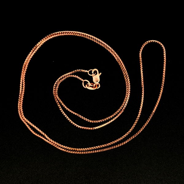 Closeup photo of 14K RG Box Snake Chain Necklace 2.4g, 20"