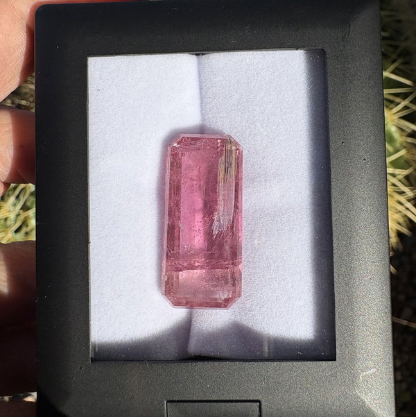 Closeup photo of 35.37ct Rectangular Rubellite Tourmaline Included 14.11x30.85x9.02mm