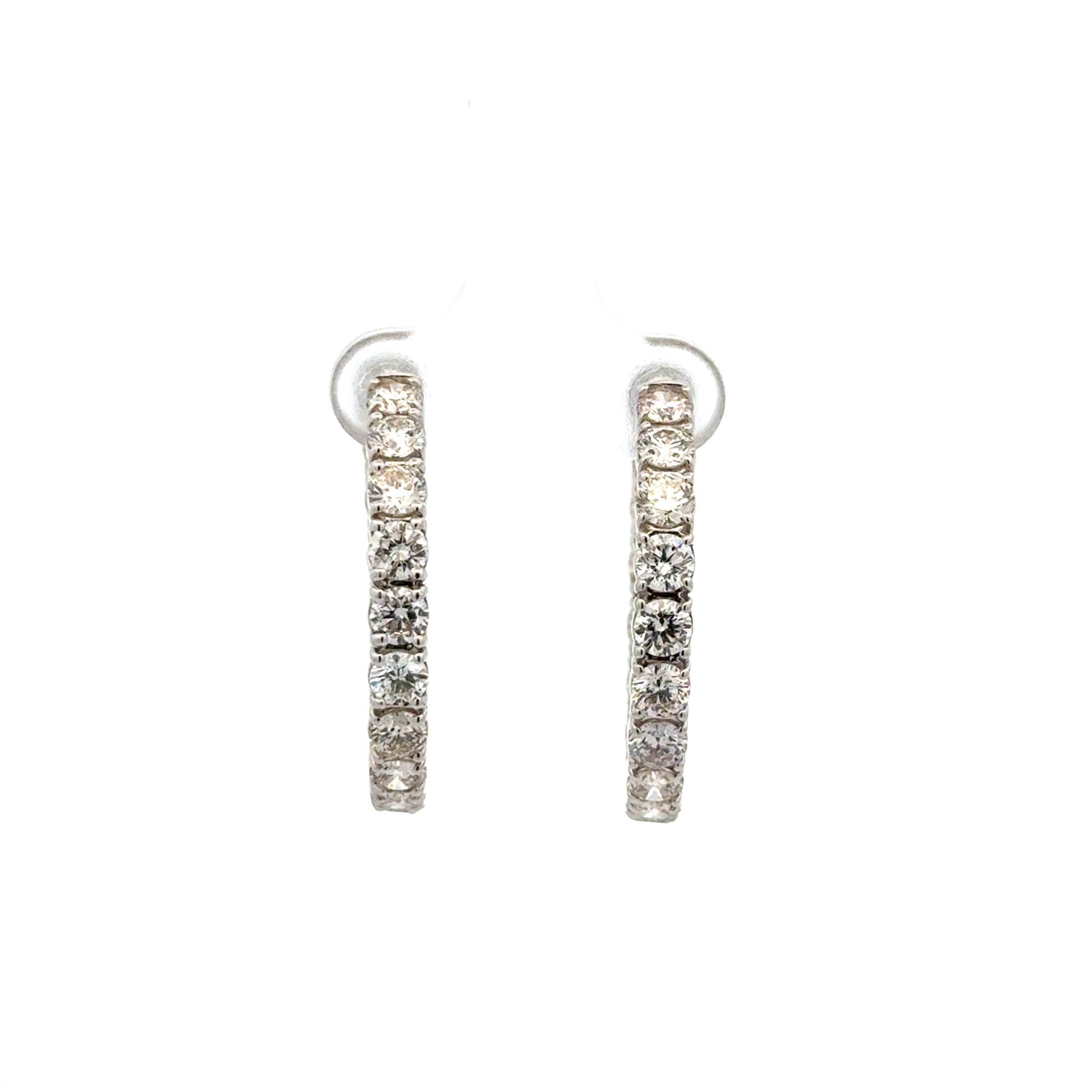 14K WG 5.70tcw RBC Diamond 34 Inside Out Diamond Hoop Earrings 10.0g, 1.2" 14K WG 5.70tcw RBC Diamond 34 Inside Out Diamond Hoop Earrings 10.0g, 1.2"