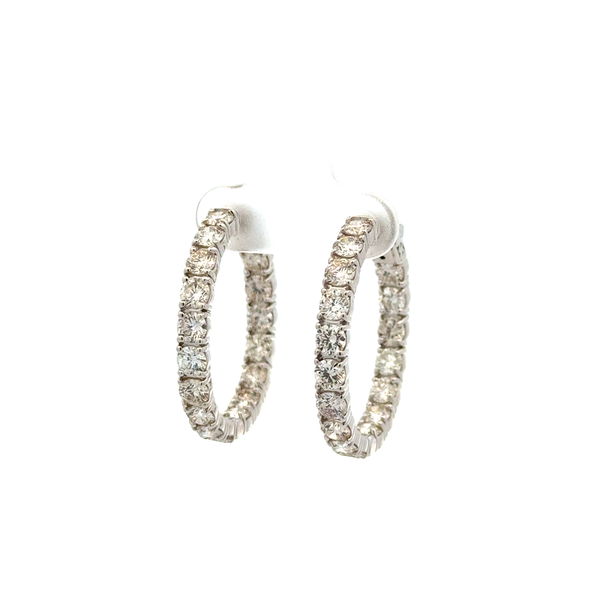 Closeup photo of 14K WG 5.70tcw RBC Diamond 34 Inside Out Diamond Hoop Earrings 10.0g, 1.2"