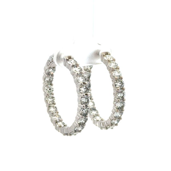 Closeup photo of 14K WG 8.40tcw RBC Diamond 34 Inside Out Diamond Hoop Earrings 13.8g, 1.25"