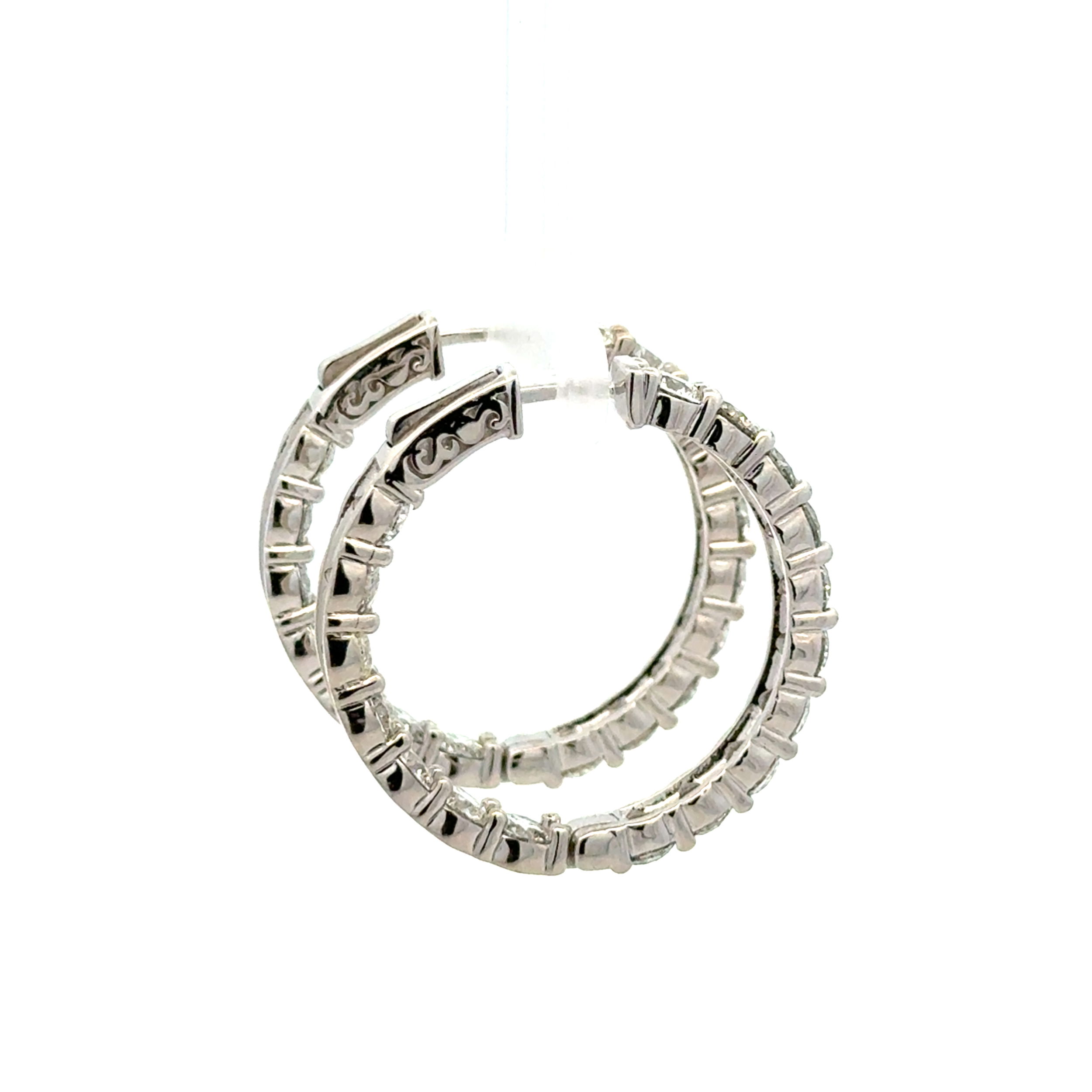 14K WG 8.40tcw RBC Diamond 34 Inside Out Diamond Hoop Earrings 13.8g, 1.25" 14K WG 8.40tcw RBC Diamond 34 Inside Out Diamond Hoop Earrings 13.8g, 1.25"
