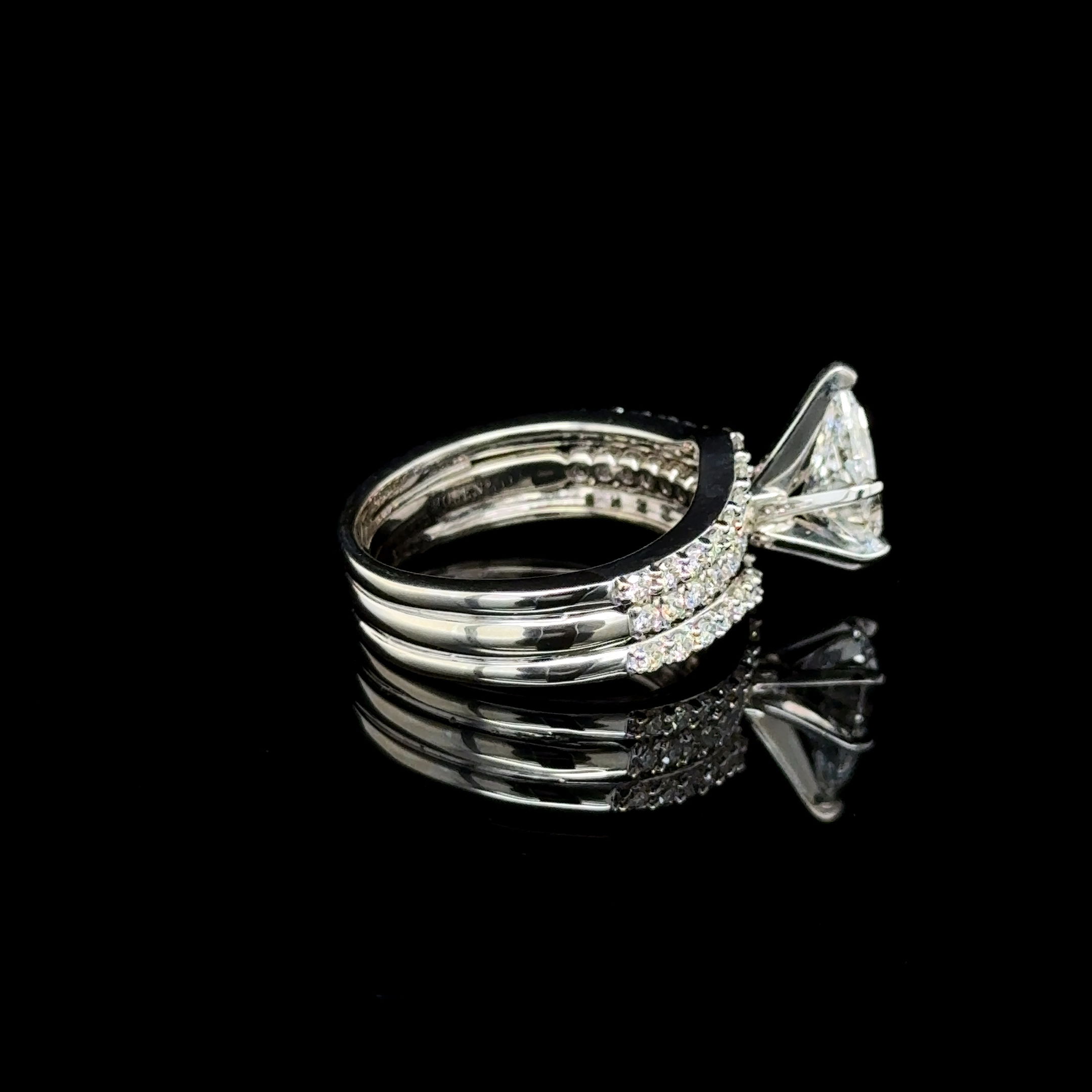 14K WG 1.31ct Pear Lab Diamond IGI & .50tcw 3 Row Natural Diamond Ring 6.0g, s5.5 14K WG 1.31ct Pear Lab Diamond IGI & .50tcw 3 Row Natural Diamond Ring 6.0g, s5.5