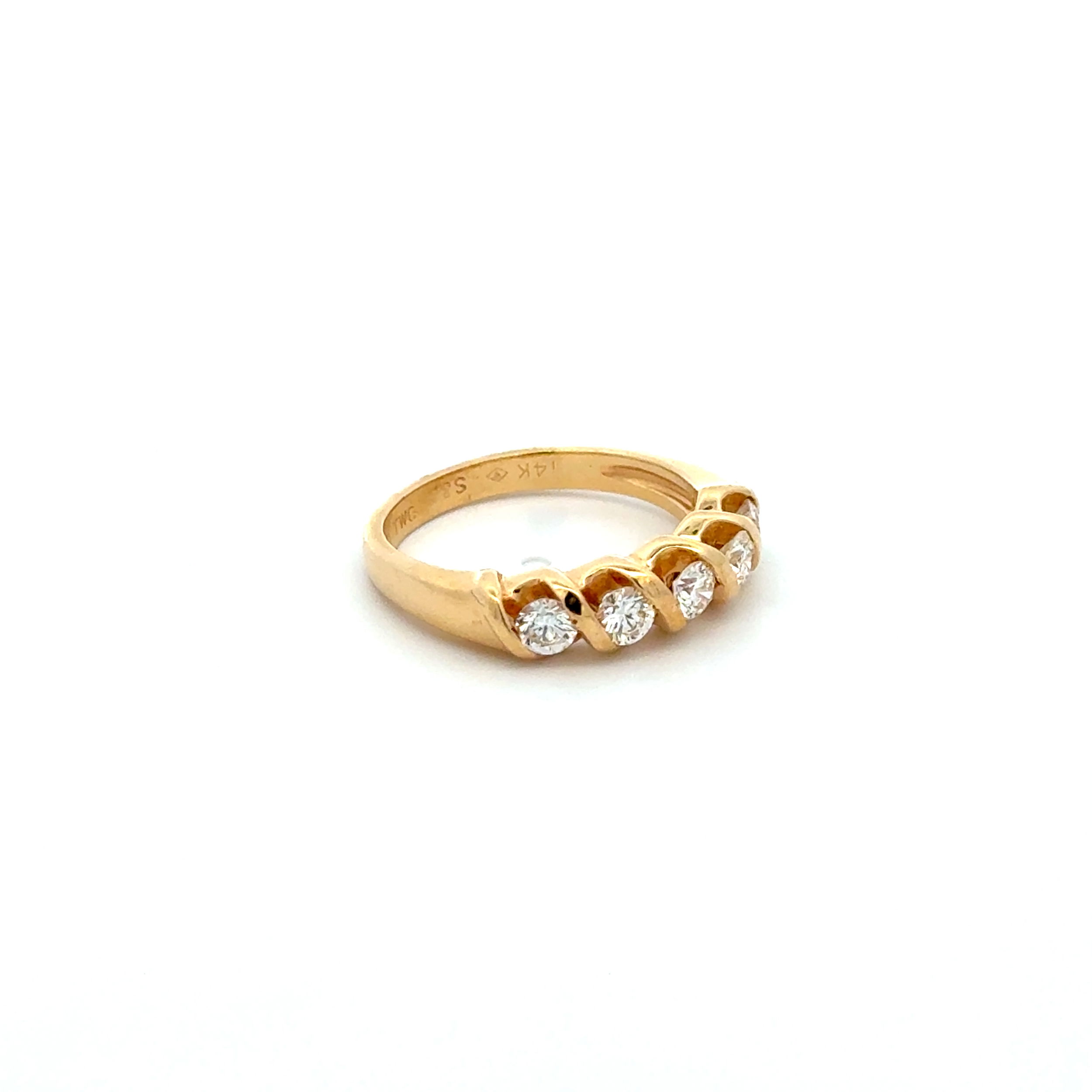 14K YG 5 RBC Diamond .50tcw Half Swirl Design Band Ring 3.5g, s5 14K YG 5 RBC Diamond .50tcw Half Swirl Design Band Ring 3.5g, s5