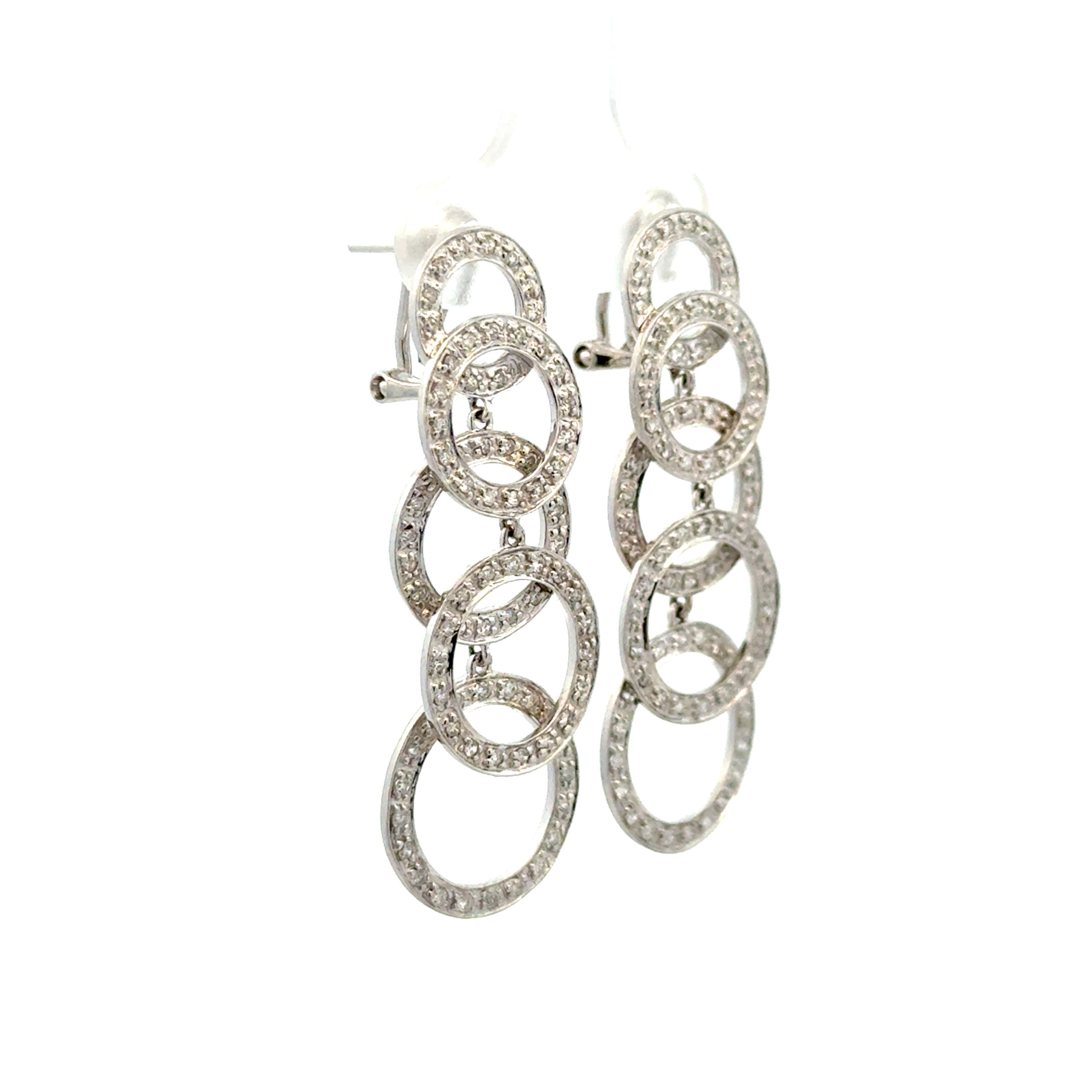 14K WG .50tcw Diamond Multi Circle Dangle Drop Earrings 7.2g, 1.6" 14K WG .50tcw Diamond Multi Circle Dangle Drop Earrings 7.2g, 1.6"