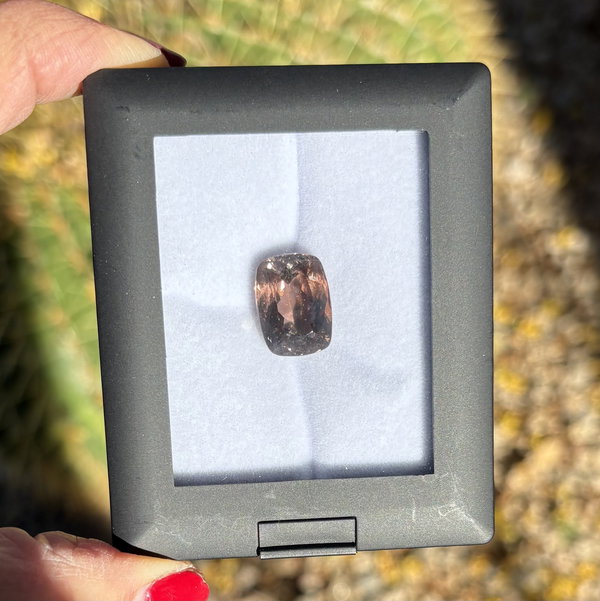 Closeup photo of 10.77ct Mixed Cushion Peachy Rubellite Tourmaline 15.39x11.43x7.69mm