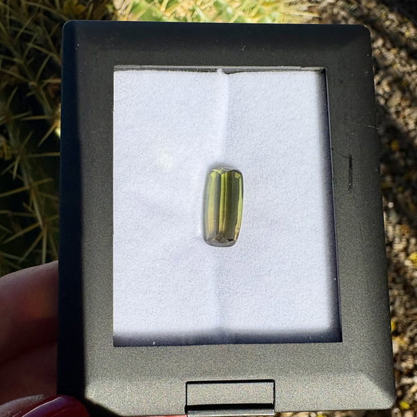 Closeup photo of 4.77ctct Mixed Cushion Green Bicolor Tourmaline 15.48x7.73x4.68mm