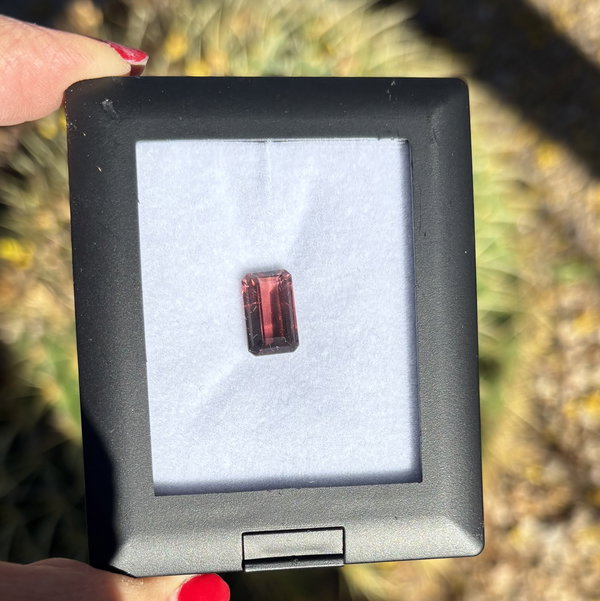 Closeup photo of 4.11ct Emerald Cut Rubellite Tourmaline 12.41x7.82x4.93mm