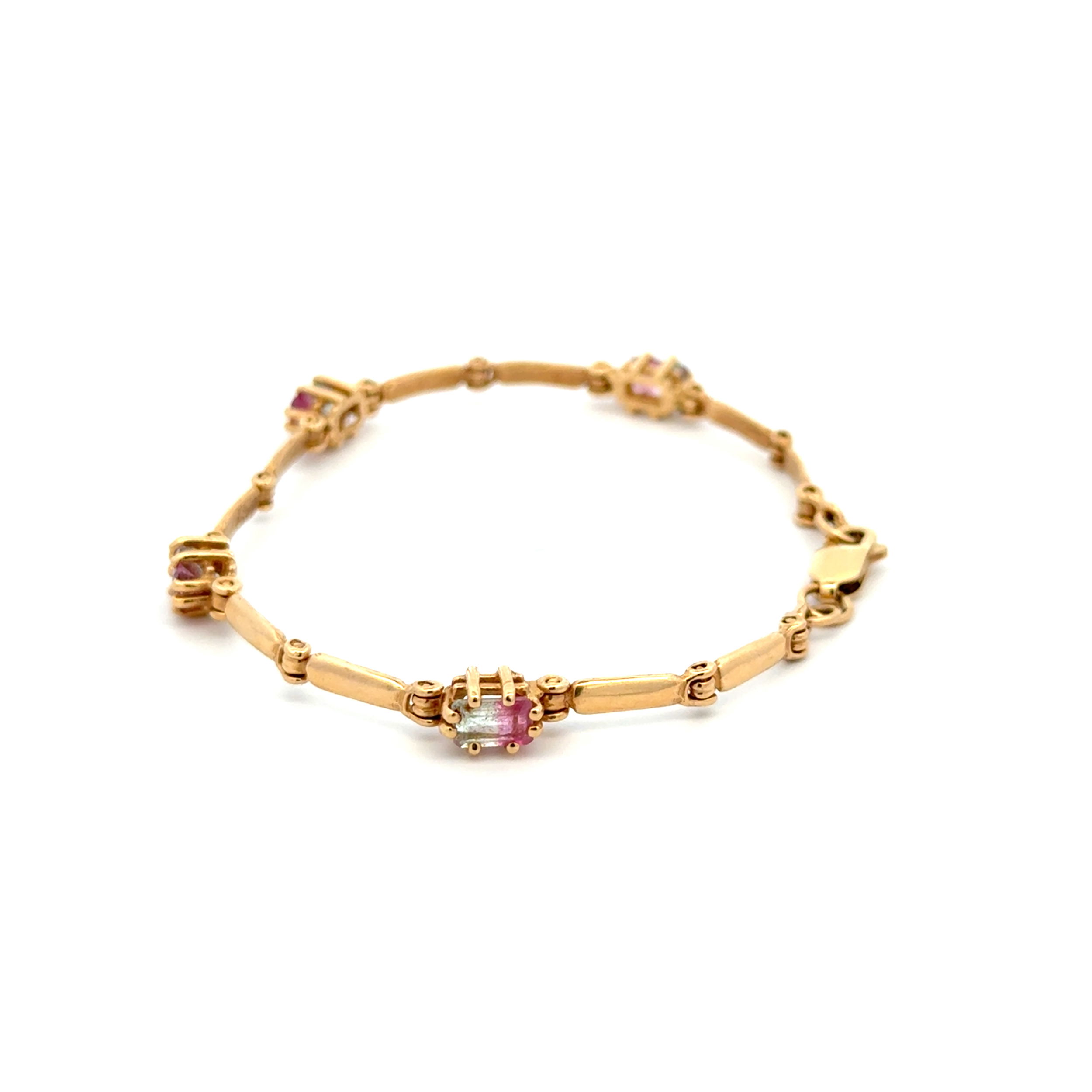 14K YG 1.50tcw Watermelon Tourmaline Link Bracelet 8.3g, s6.75" 14K YG 1.50tcw Watermelon Tourmaline Link Bracelet 8.3g, s6.75"