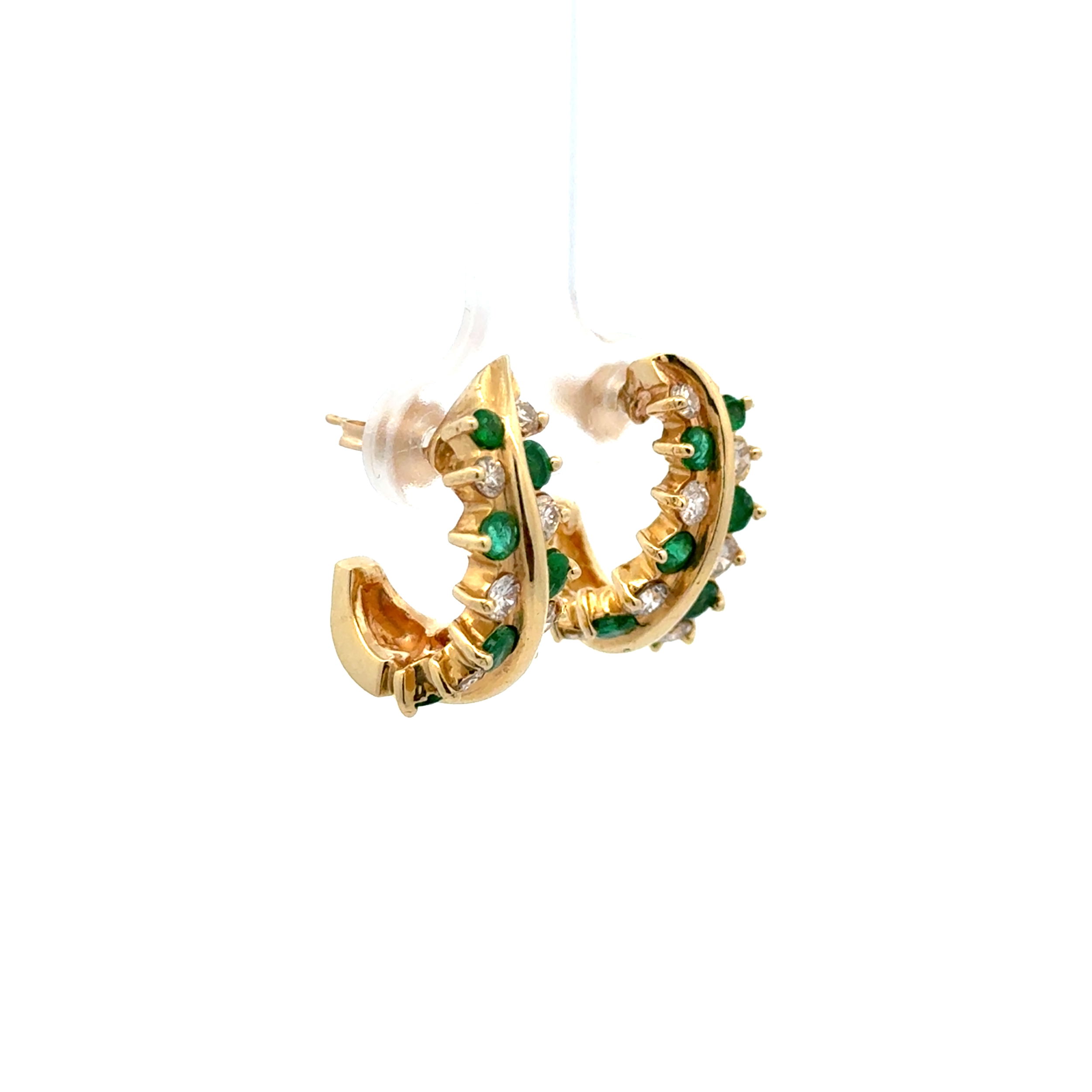 18K YG .75tcw Emerald & .80tcw Diamond Alternating Earrings on Post 9.5g, 14K Backs 18K YG .75tcw Emerald & .80tcw Diamond Alternating Earrings on Post 9.5g, 14K Backs