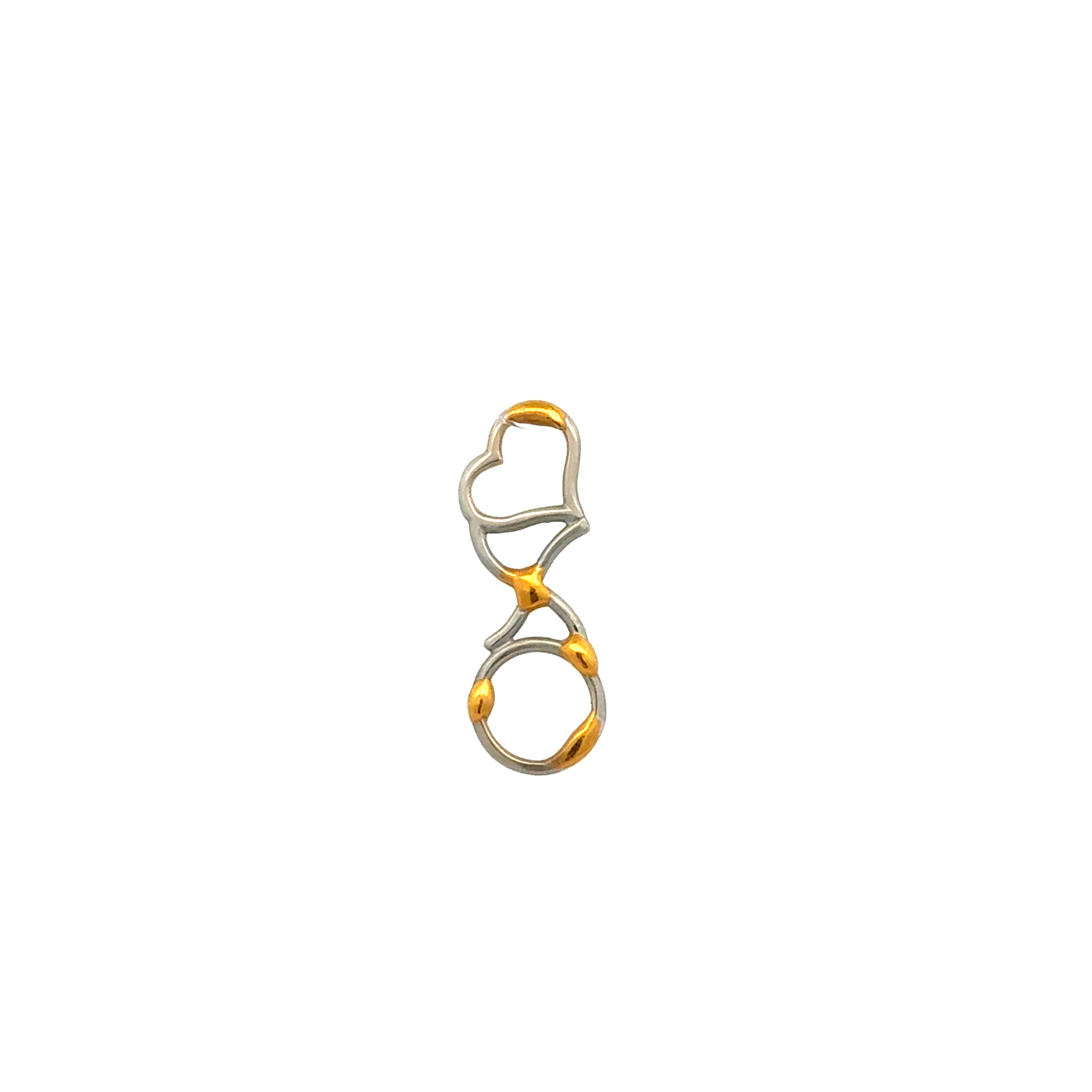 Platinum & 24K YG Heart, X & O Charm 1.1g