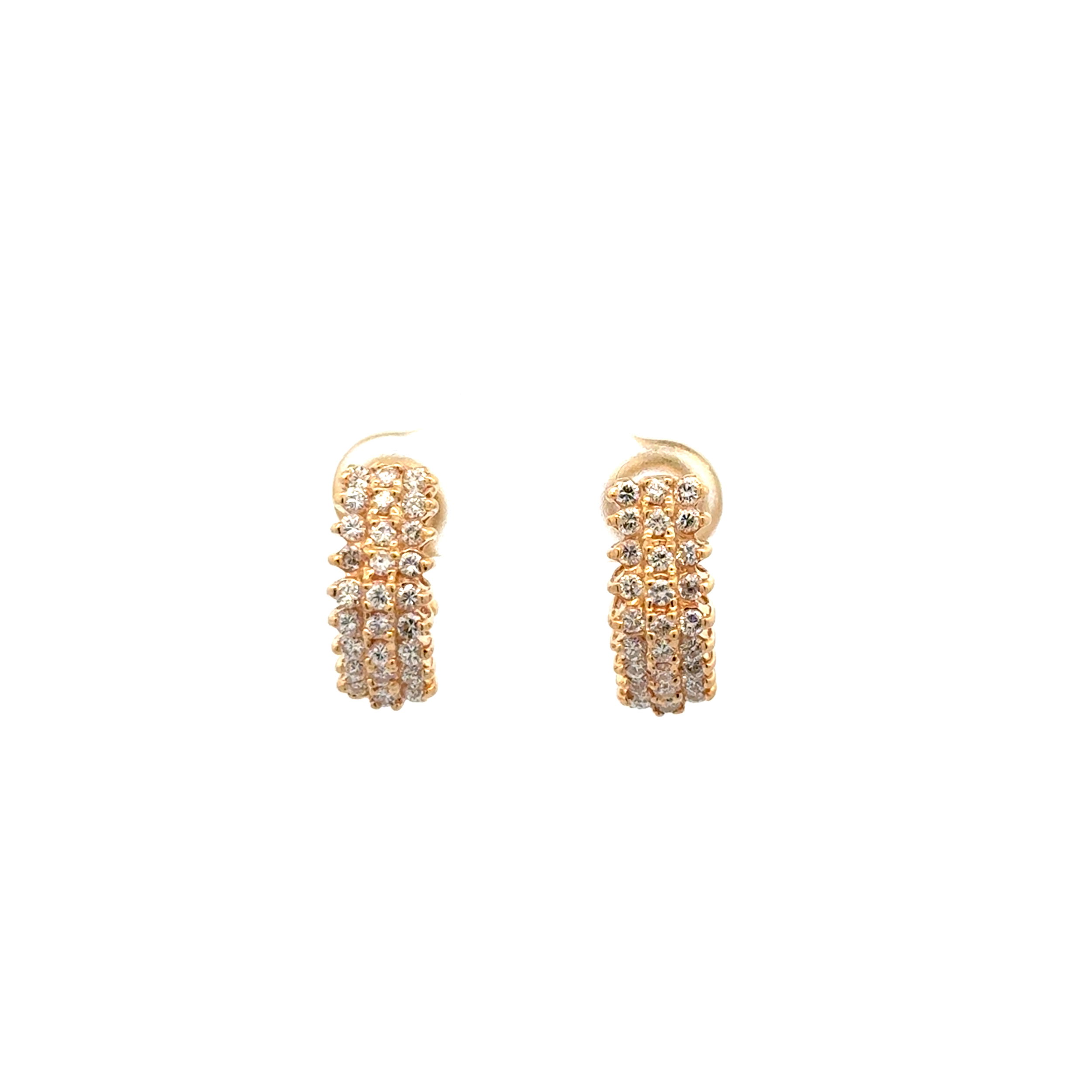 14K YG 3 Row .80tcw RBC Diamond Cluster Earrings 5.5g 14K YG 3 Row .80tcw RBC Diamond Cluster Earrings 5.5g