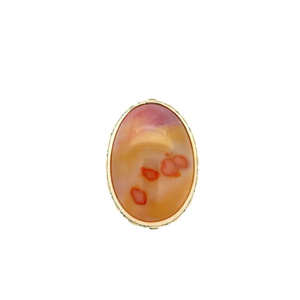 Closeup photo of 14K YG Victorian Agate Brooch 5.8g