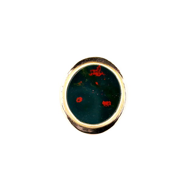 Closeup photo of 14K YG Oval Bloodstone Ring 6.6g, s5.75