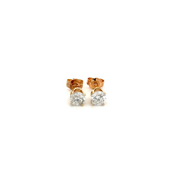 Closeup photo of 14K YG 1.04tcw RBC Diamond 5.05-5.16mm Stud Earrings 1.2g