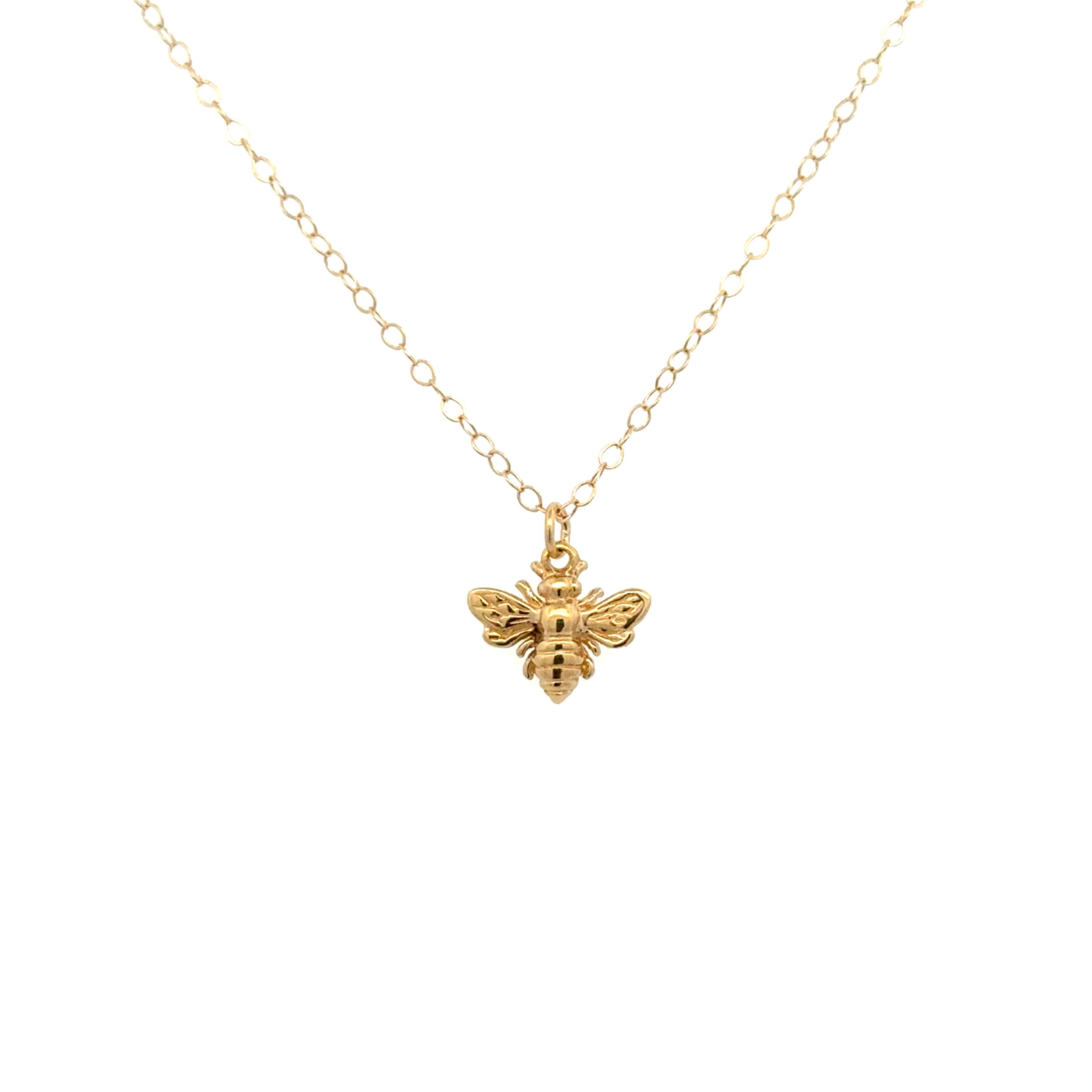 14K YG Petite Bee Charm Pendant Necklace 1.2g, 18" 14K YG Petite Bee Charm Pendant Necklace 1.2g, 18"
