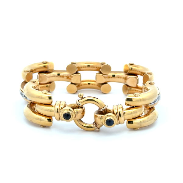 Closeup photo of 18K YG Italian Link Bracelet .14tcw Diamonds 42.7g, 7.75"
