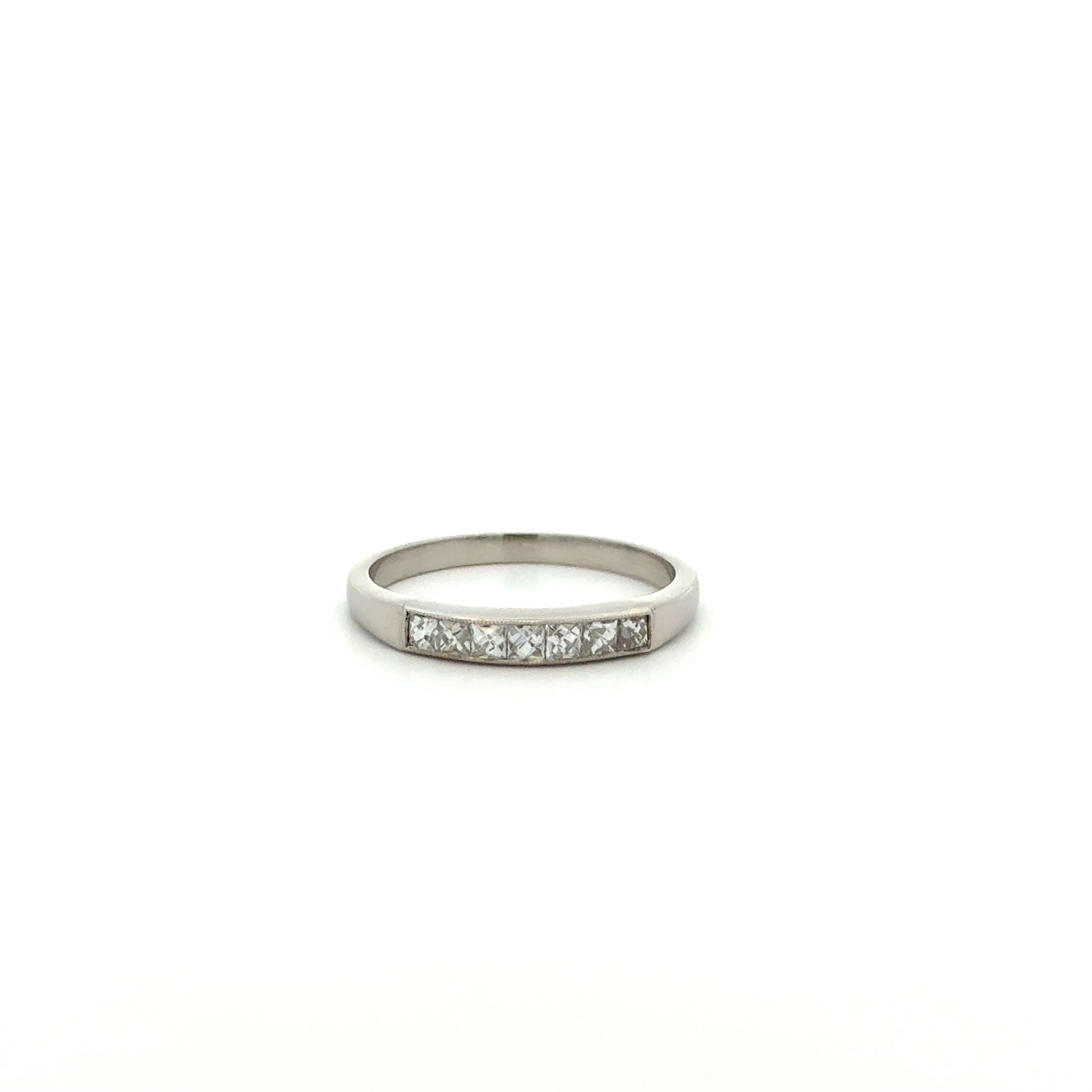 Platinum .43tcw French Cut Diamond 1/4 Band Ring 3.4g, s7