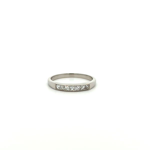 Closeup photo of Platinum .43tcw French Cut Diamond 1/4 Band Ring 3.4g, s7