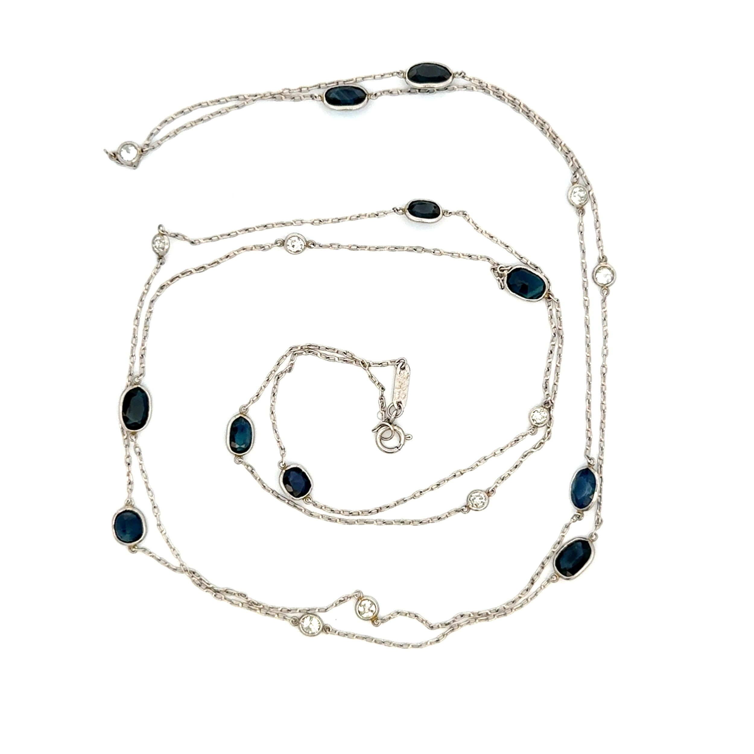 Platinum 7.94tcw Oval Sapphire & 1.75tcw OEC Diamond Link Chain 7.6g, 39" Platinum 7.94tcw Oval Sapphire & 1.75tcw OEC Diamond Link Chain 7.6g, 39"