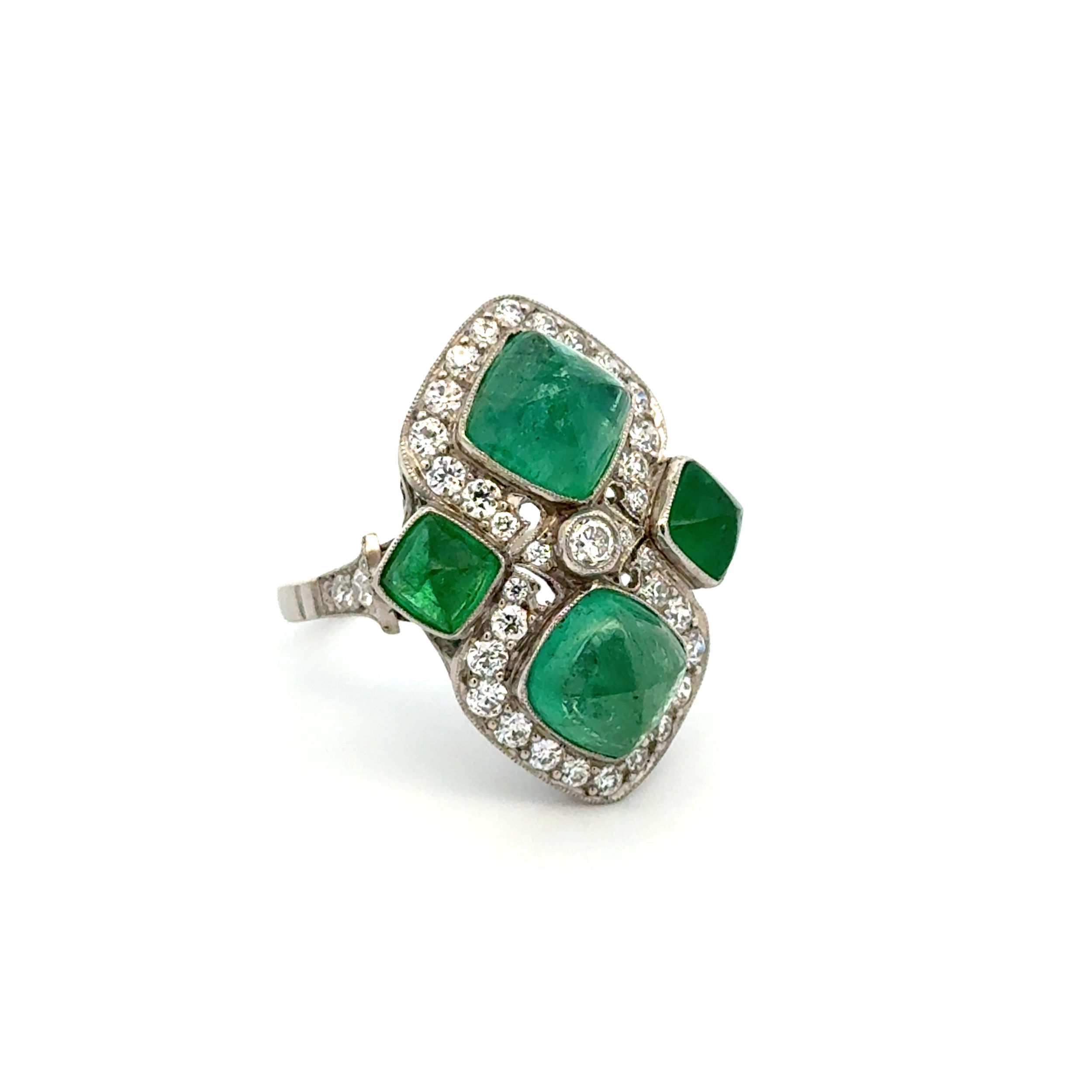 Platinum 7.80tcw Sugarloaf Emerald & .91tcw OEC Diamond Dome Ring 9.2g, s7.25 Platinum 7.80tcw Sugarloaf Emerald & .91tcw OEC Diamond Dome Ring 9.2g, s7.25