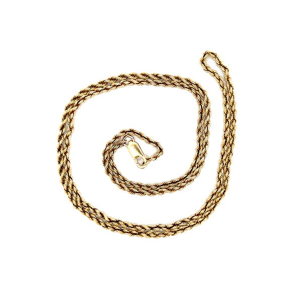 Closeup photo of 14K YG Twisted Rope Chain Necklace 13.2g, 24"