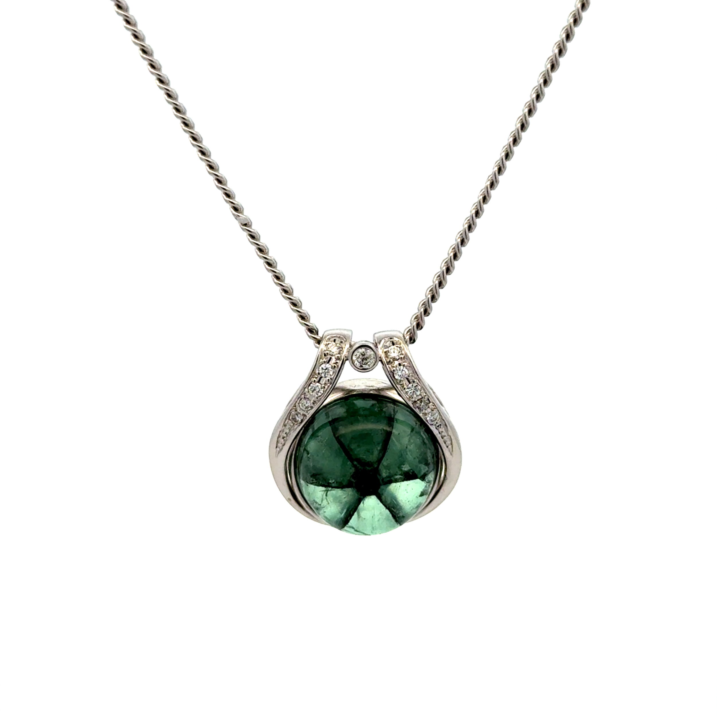 Platinum 11.08ct Rare Trapiche Columbian Emerald & .15tcw Diamond Necklace 14.1g, 16" Platinum 11.08ct Rare Trapiche Columbian Emerald & .15tcw Diamond Necklace 14.1g, 16"