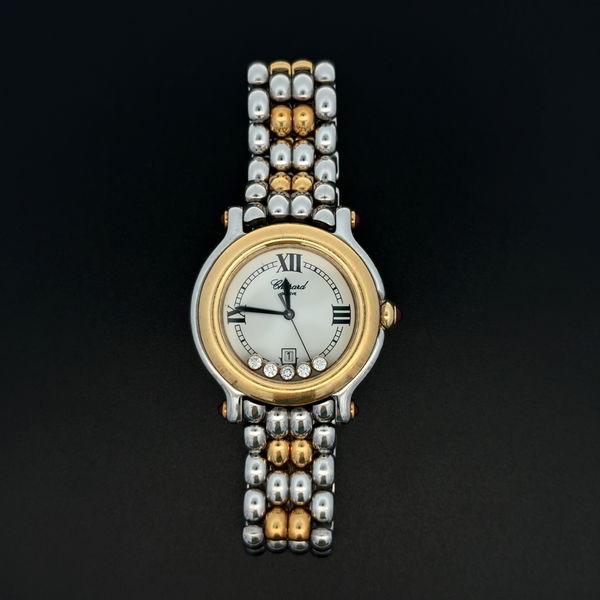 Closeup photo of Chopard 33mm SS & 18K YG Happy Sport Diamonds 27/8249-21 394866 8236