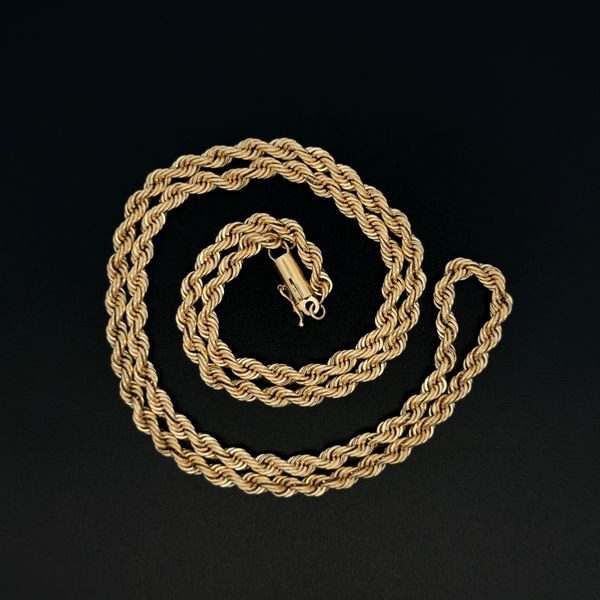 Closeup photo of 14K YG 4.00mm Twisted Rope Chain Necklace 29.8g, 22"