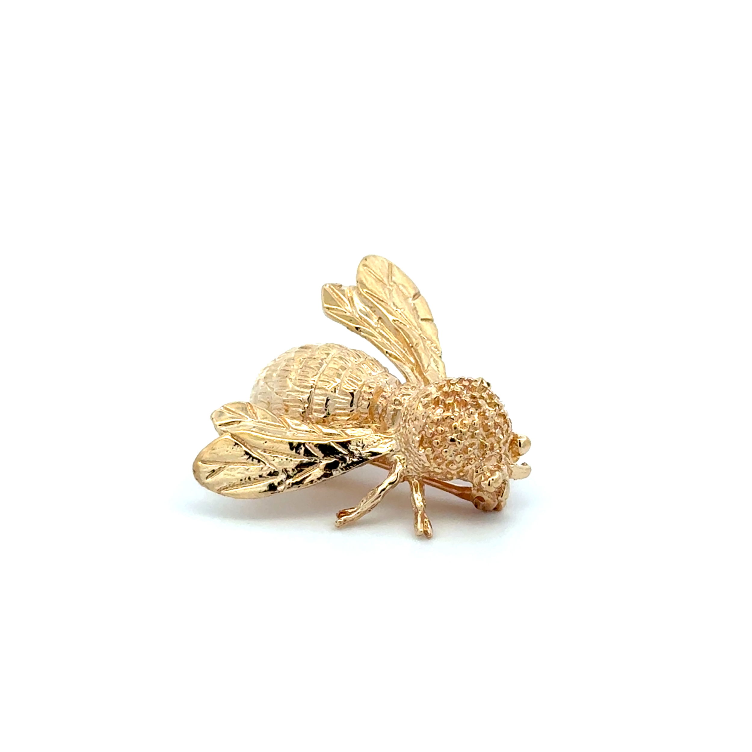 14K YG Engraved Bumblebee Brooch 7.2g, 1"