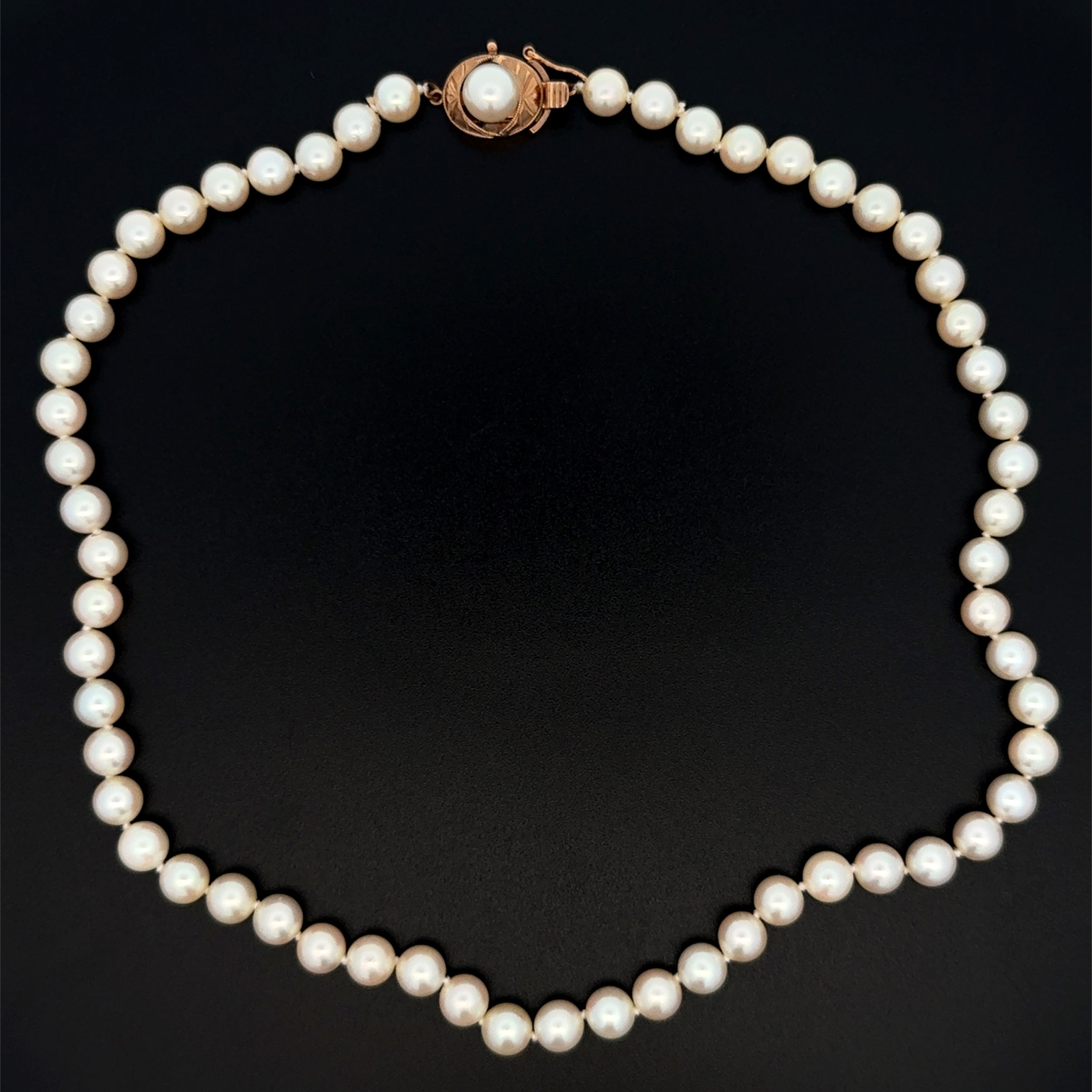 14K YG 6.00mm Beautiful Pearl Choker Necklace Pearl Clasp 17.9g, 14.5" 14K YG 6.00mm Beautiful Pearl Choker Necklace Pearl Clasp 17.9g, 14.5"