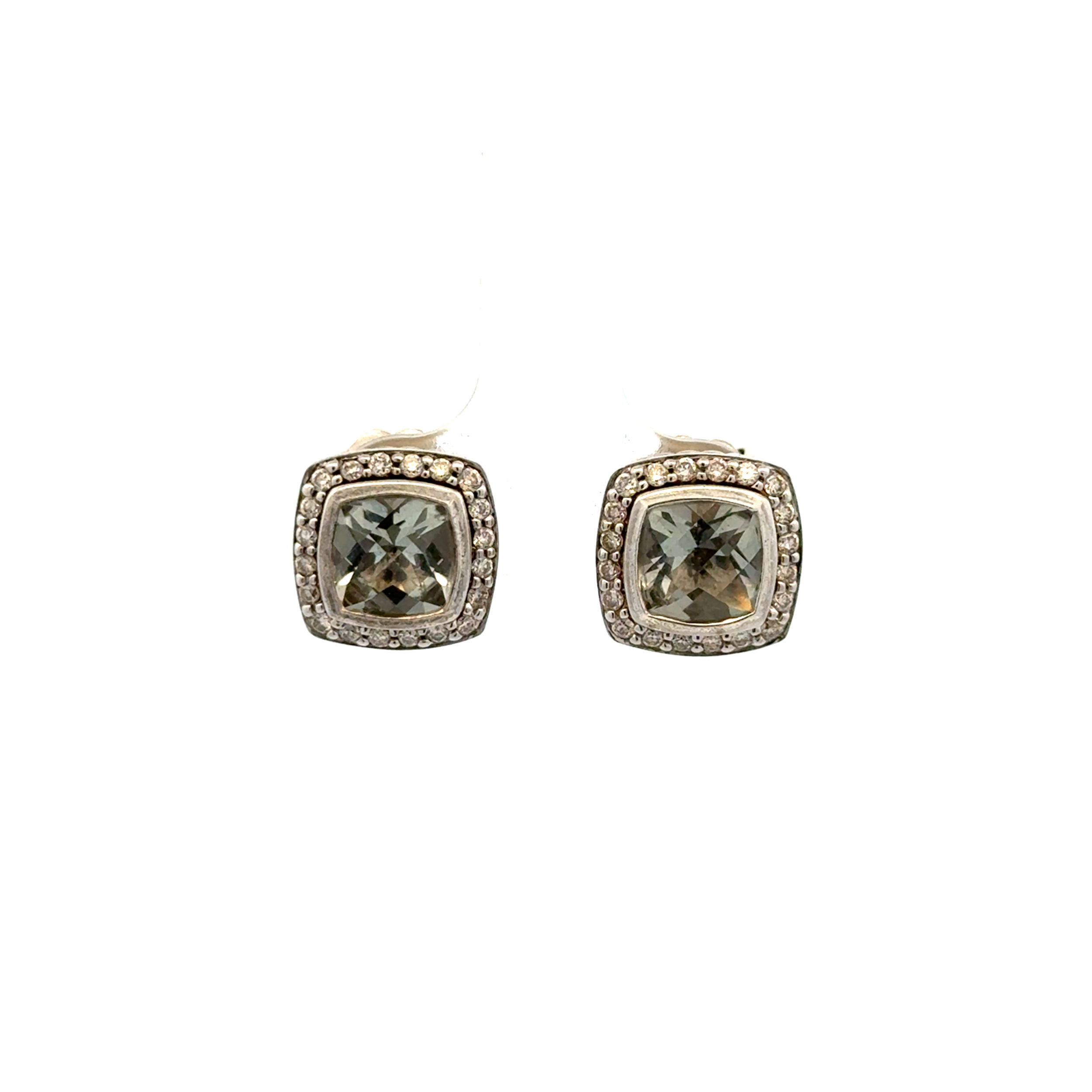 925 Sterling DAVID YURMAN Albion Prasiolite & .40tcw RBC Diamond Stud Earrings 6.4g, 11.5mm 925 Sterling DAVID YURMAN Albion Prasiolite & .40tcw RBC Diamond Stud Earrings 6.4g, 11.5mm