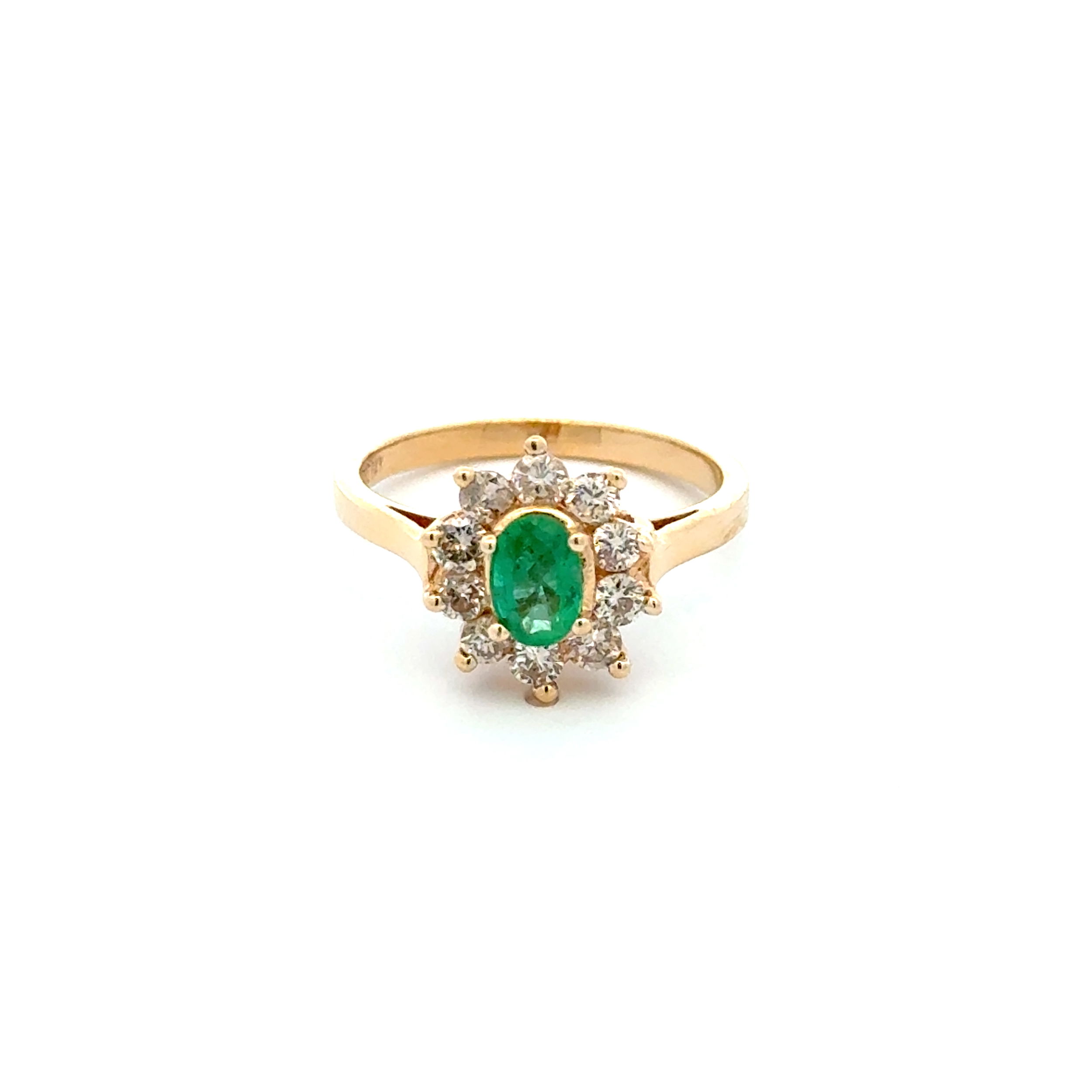 14K YG .50ct Oval Emerald & .40tcw RBC Diamond Ring 3.6g, s6.75