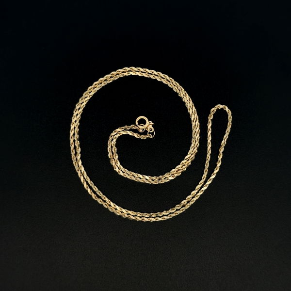 Closeup photo of 14K YG Rope Chain Necklace 1.8g, 18"